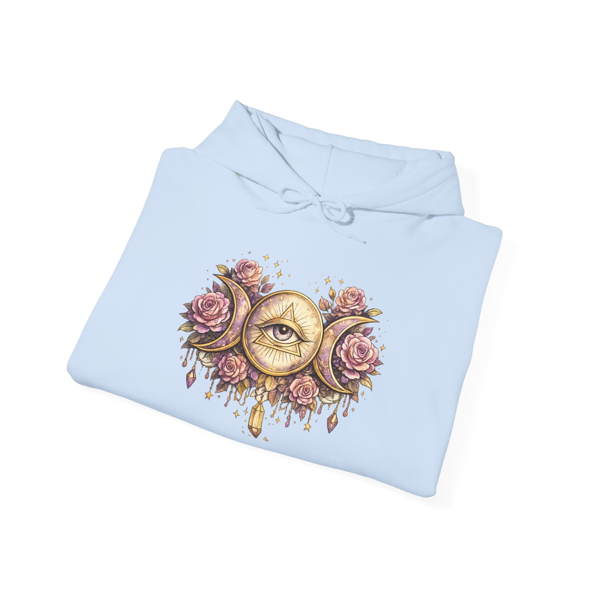 Mystical Third Eye Hoodie Celestial Moon Phase Sweatshirt Spiritual Aesthetic Hoodie Witchy Floral Pullover Boho Hoodie Cozy Sweatshirt