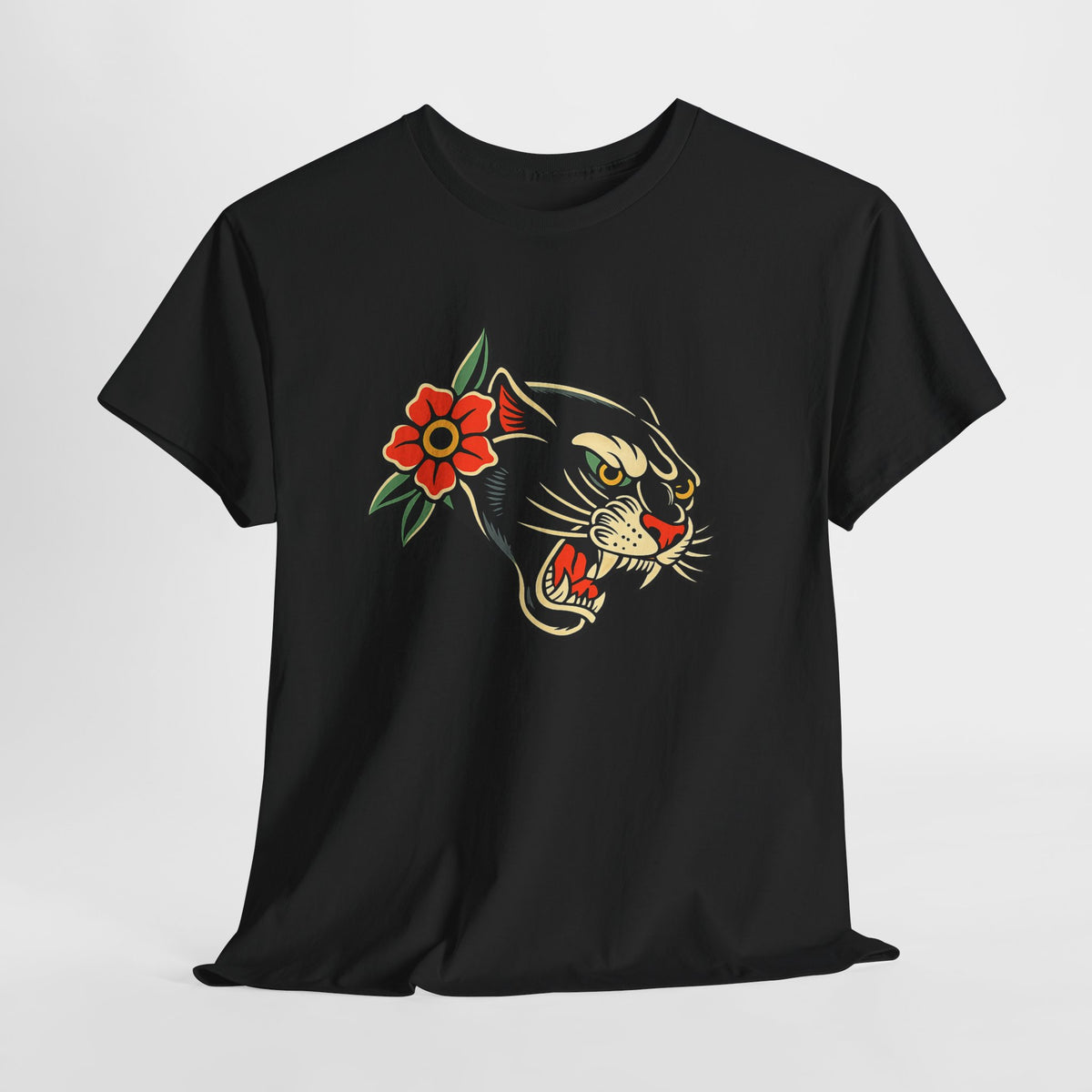 Vintage Black Panther Tattoo Shirt Traditional Panther Graphic Tee Retro Tattoo Style Unisex Streetwear Alternative Fashion Tee