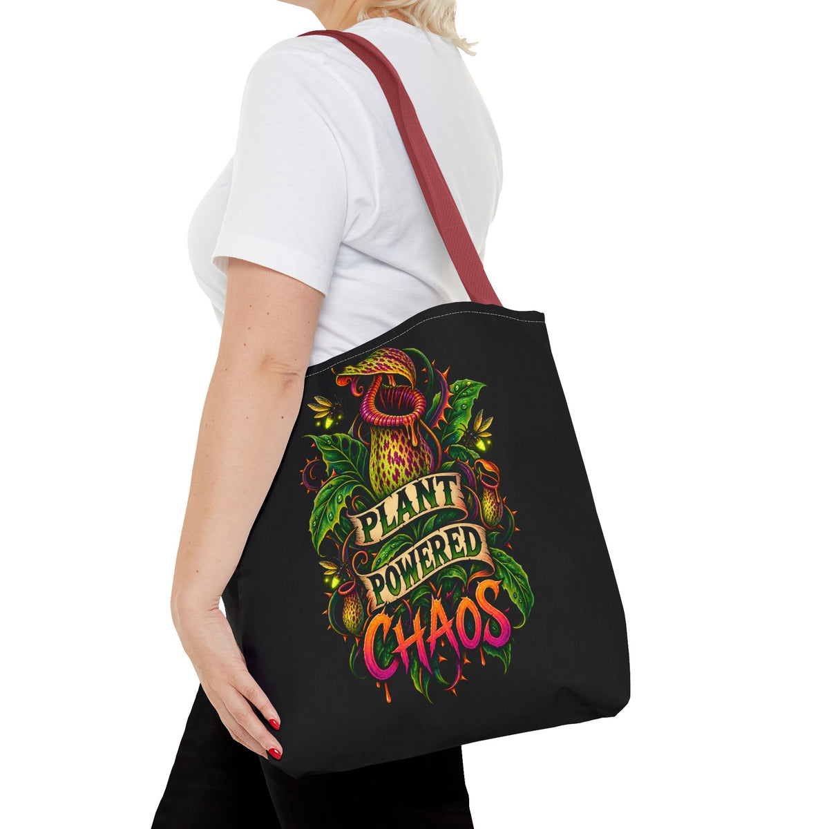 Plant Powered Chaos Tote Bag | Carnivorous Pitcher Plant Illustration
