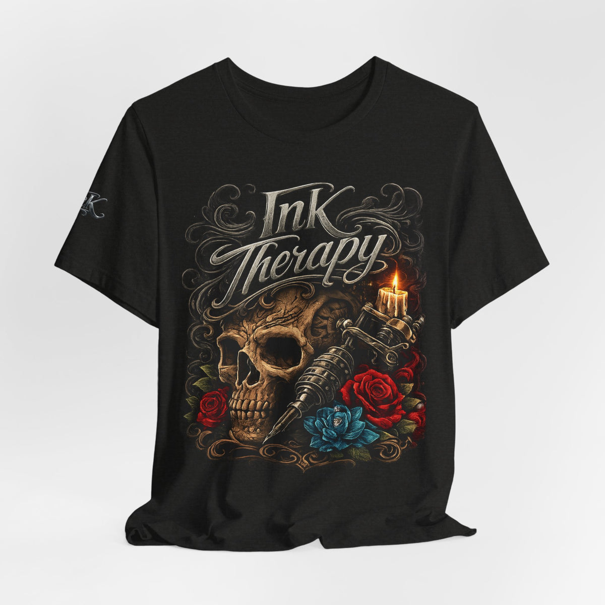 Ink Therapy Tattoo Shirt Skull Graphic Tee Gothic Streetwear Tattoo Artist Shirt Alternative Fashion Unisex Tattoo Lover T Shirt