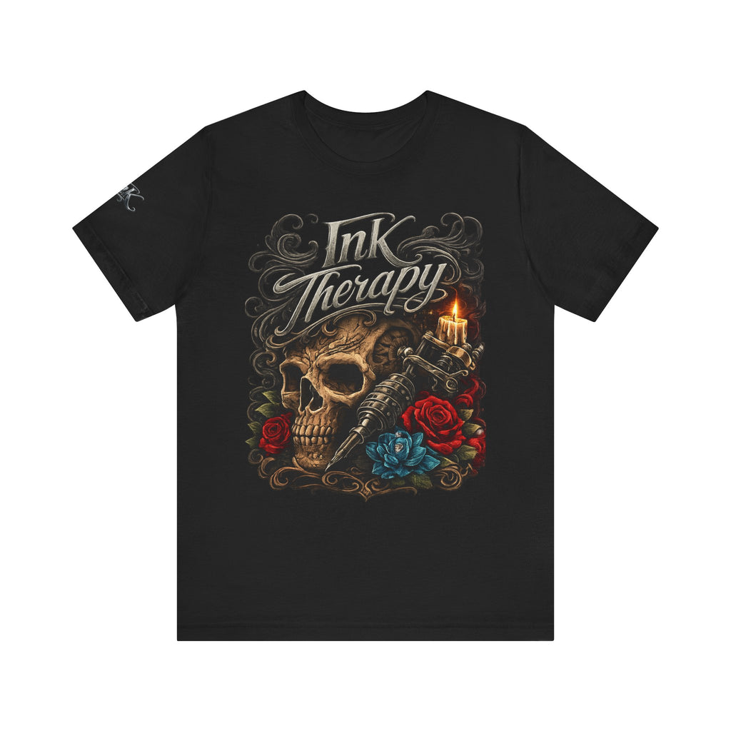 Ink Therapy Tattoo Shirt Skull Graphic Tee Gothic Streetwear Tattoo Artist Shirt Alternative Fashion Unisex Tattoo Lover T Shirt