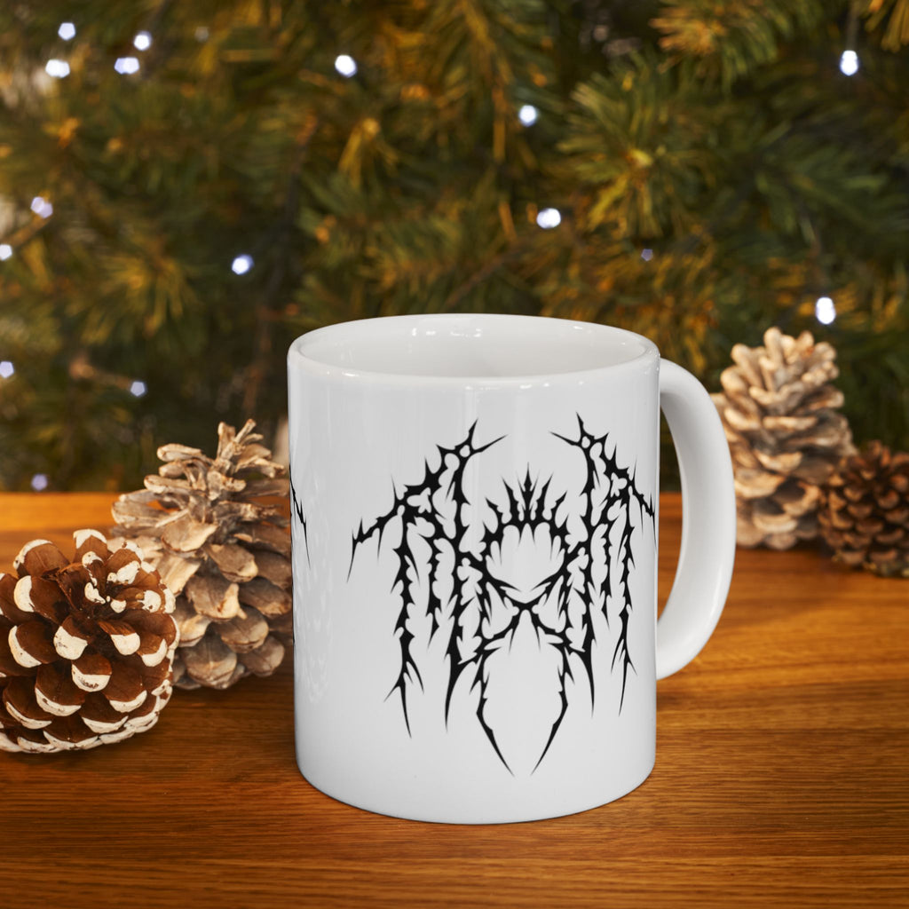 Band logo white goth aesthetic Ceramic Mug, (11oz, 15oz)