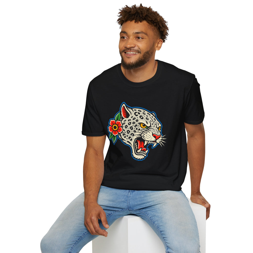 Snow Leopard Edition Shirt Tattoo Inspired Graphic Tee Leopard Streetwear Shirt Alternative Fashion Biker Tee Unisex Wild Cat Shirt