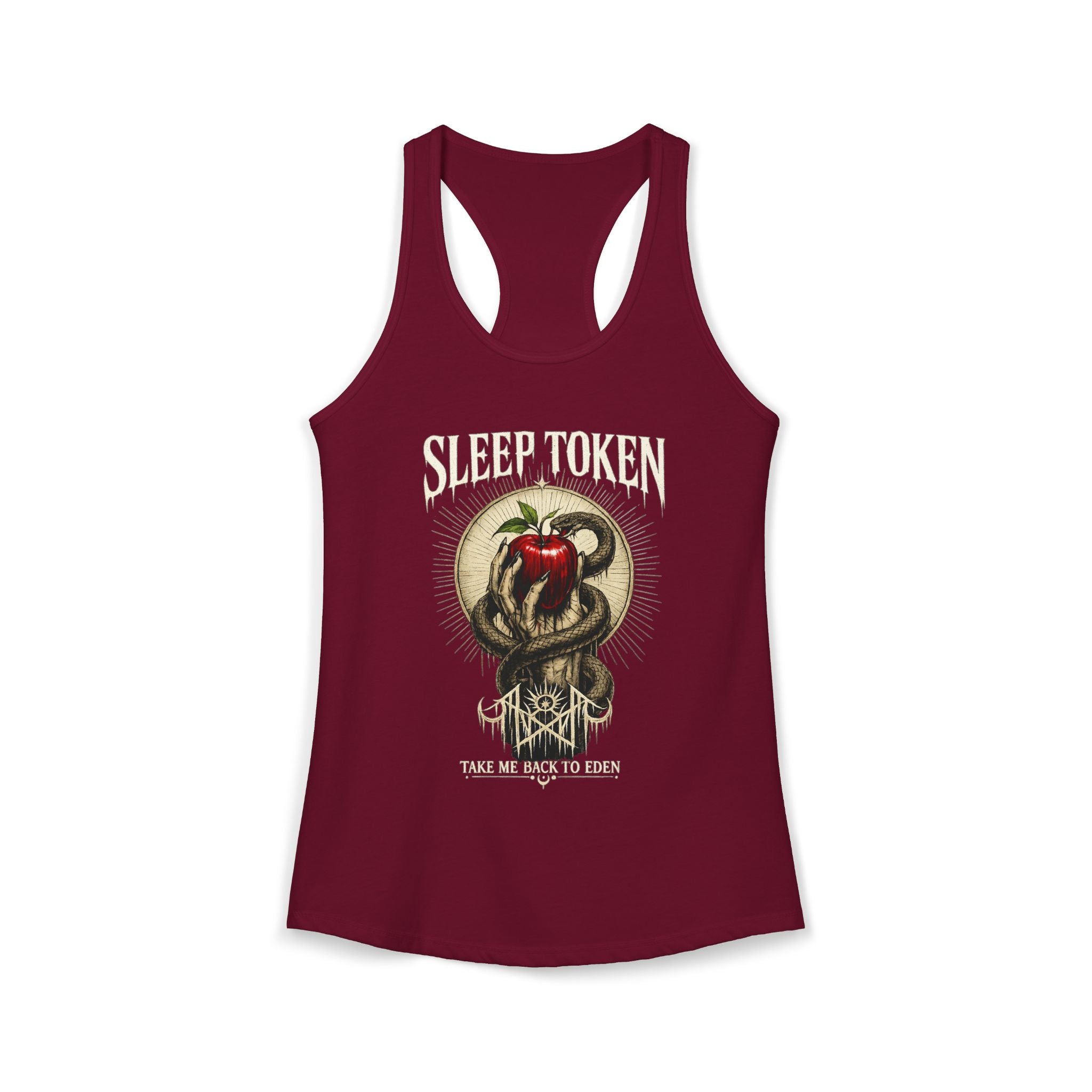 Sleep Token Inspired Womens Racerback Tank Gothic Snake Apple Graphic Shirt Alternative Concert Outfit Take Me Back To Eden Top