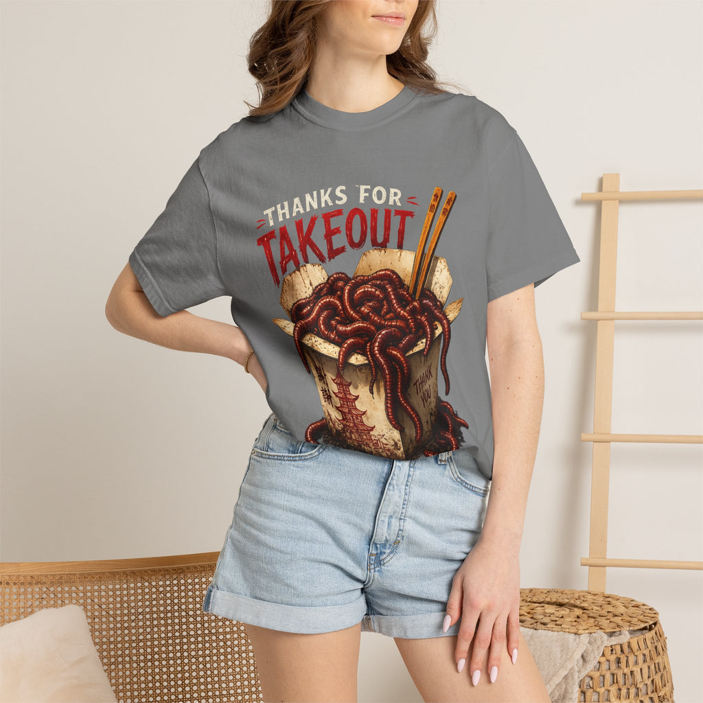 Funny Worm Takeout Shirt Extra Protein Tee Weird Graphic T Shirt Dark Humor Streetwear Vintage Style Unisex Tee Food Joke Shirt