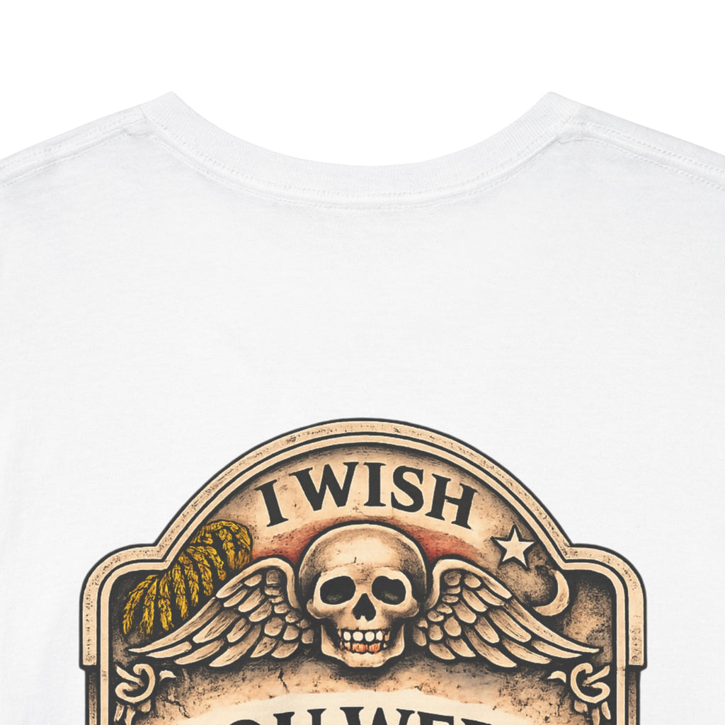 T-Shirt — “I Wish You Were Here” Tombstone Skull Vintage Graphic Tee