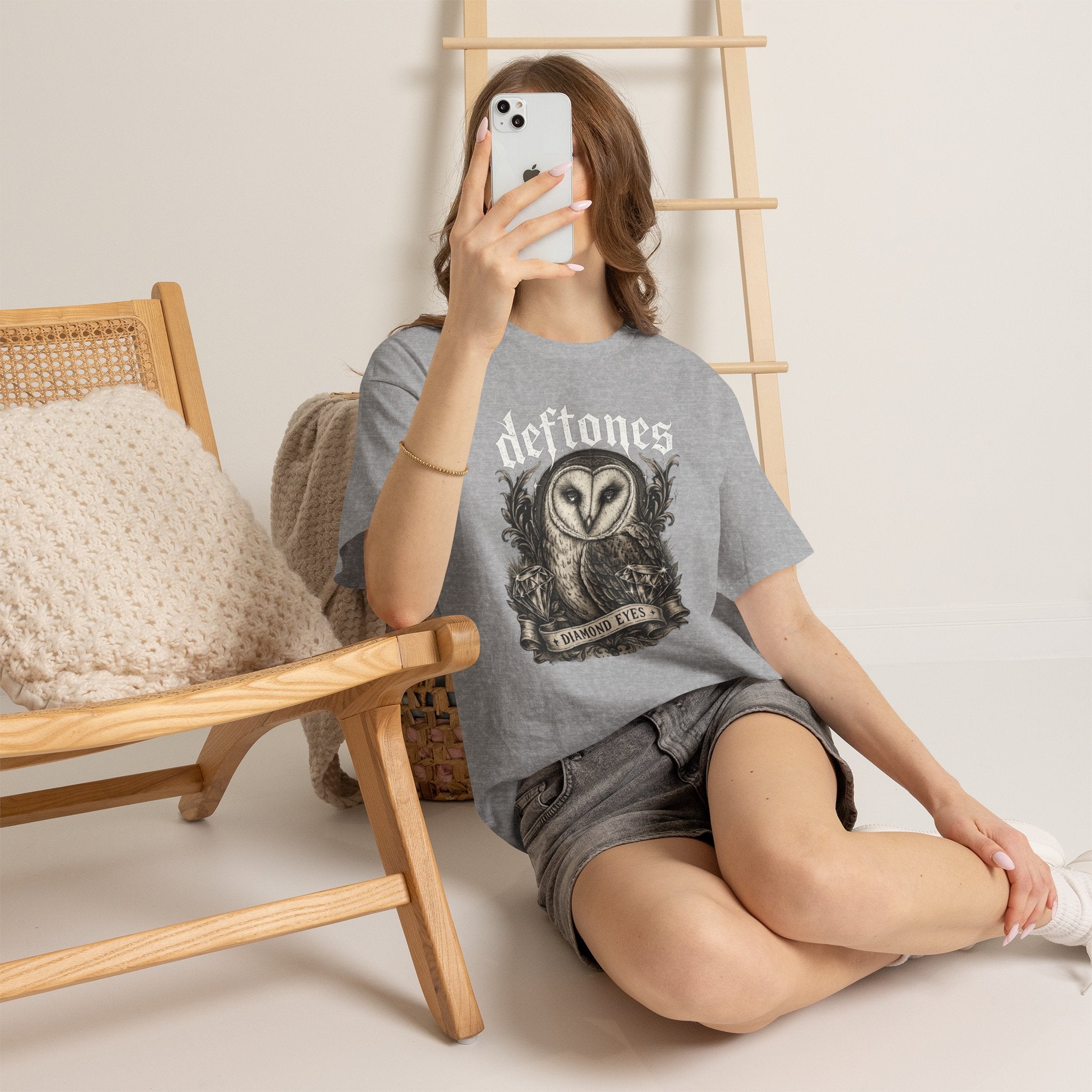 Deftones Diamond Eyes Owl Shirt Vintage Tattoo Style Band Tee Gothic Barn Owl Graphic T Shirt Alternative Streetwear Unisex Tee