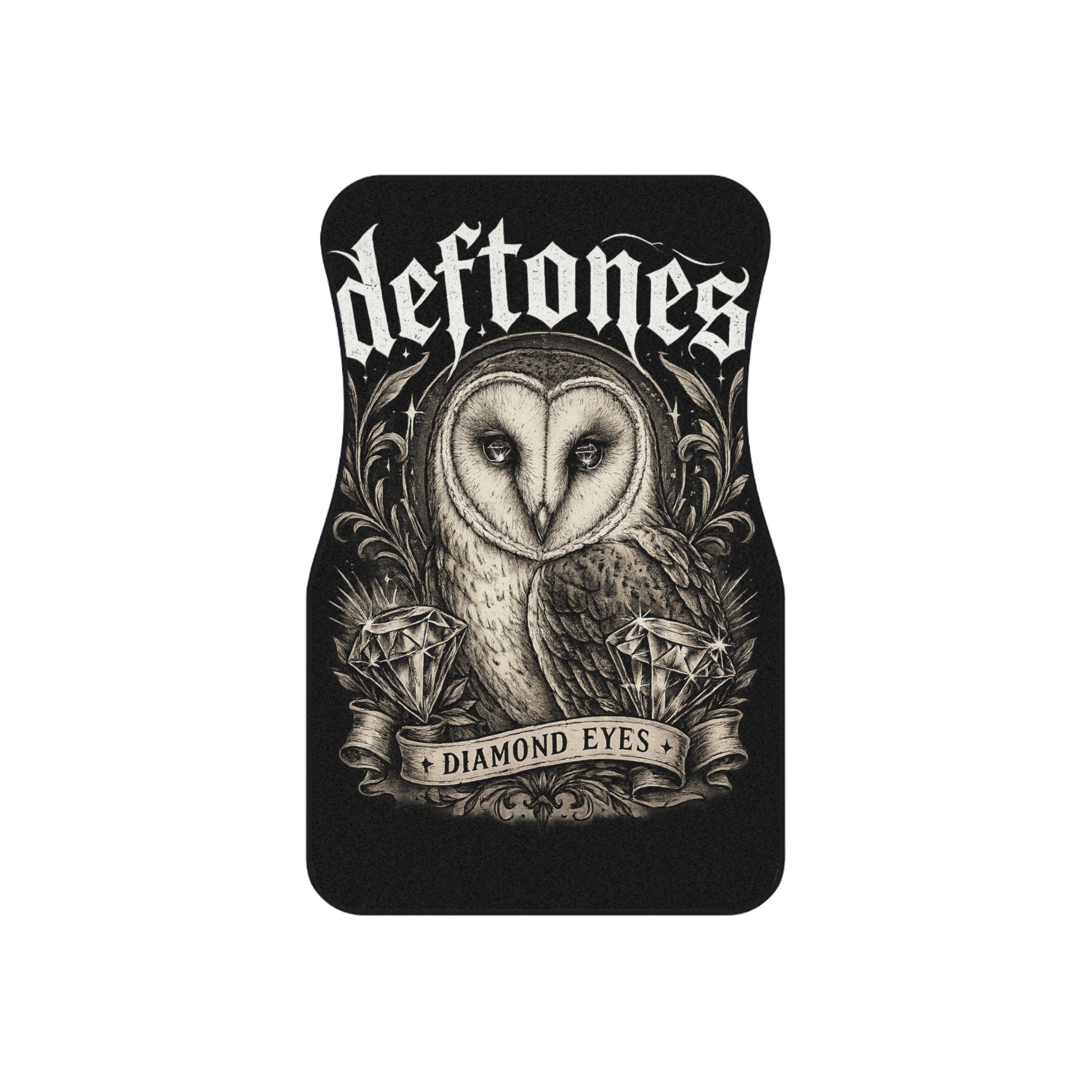 Deftones Inspired Diamond Eyes Car Floor Mats Gothic Owl Alternative Car Accessories Dark Aesthetic Vehicle Interior Decor