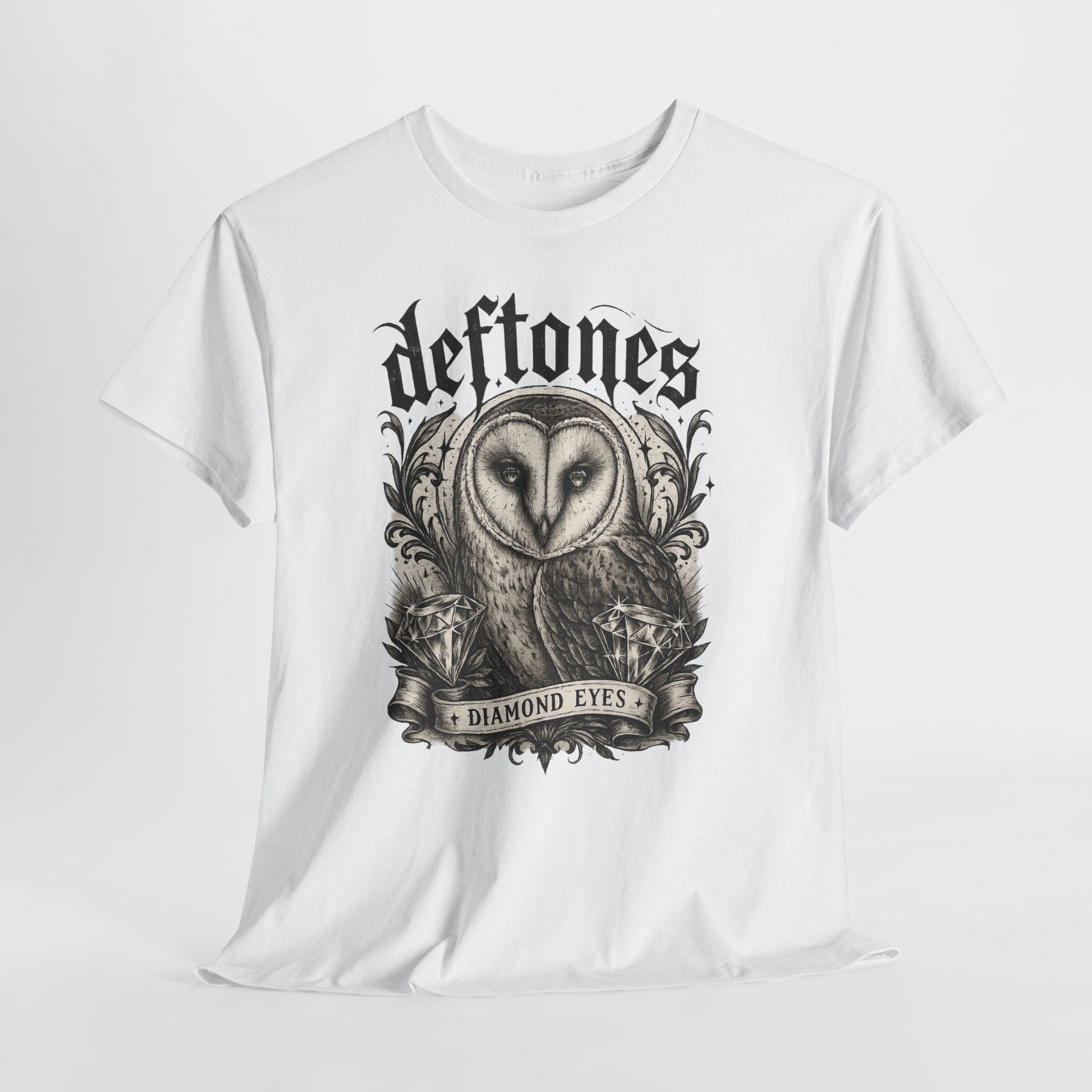 Deftones Diamond Eyes Owl Shirt Vintage Tattoo Style Band Tee Gothic Barn Owl Graphic T Shirt Alternative Streetwear Unisex Tee