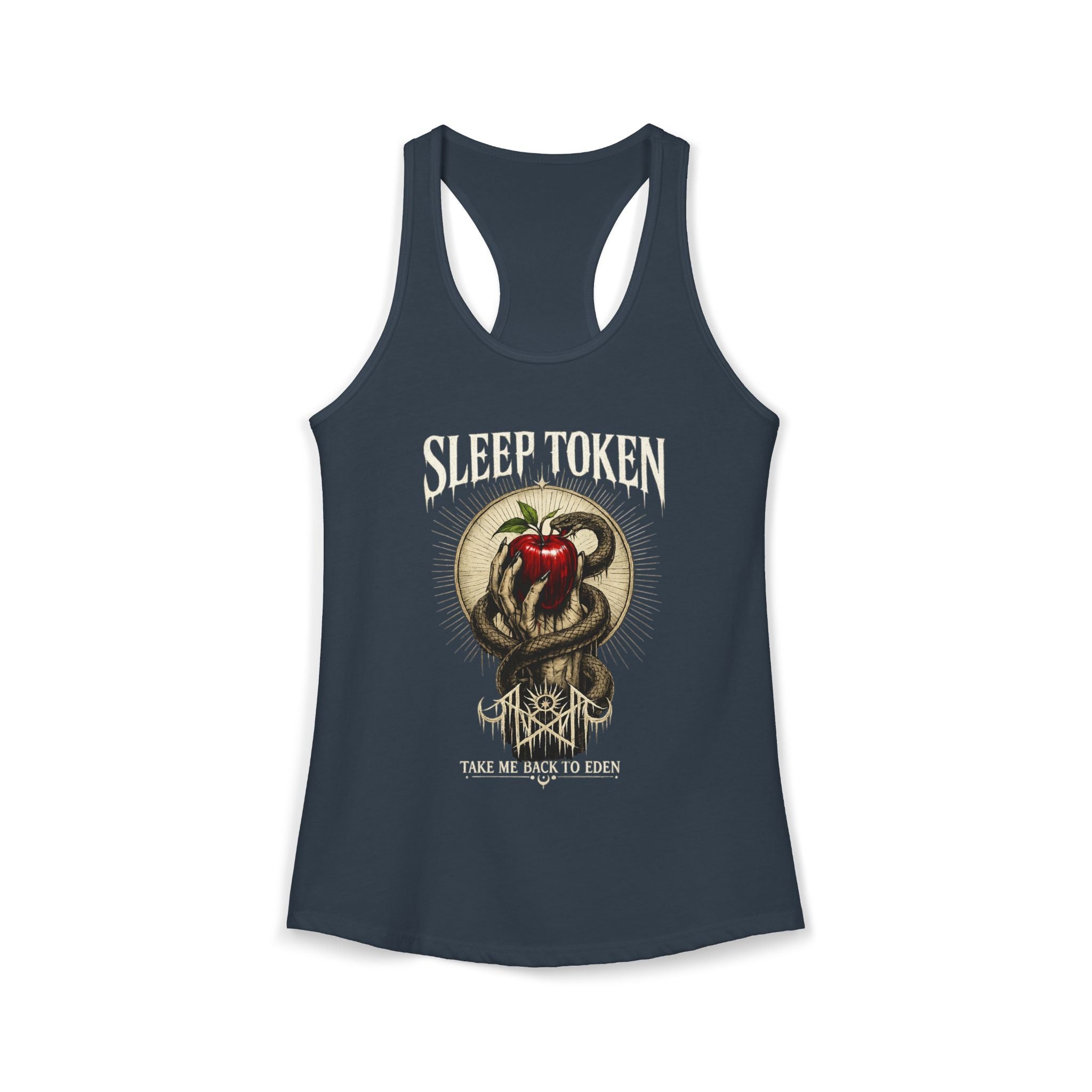 Sleep Token Inspired Womens Racerback Tank Gothic Snake Apple Graphic Shirt Alternative Concert Outfit Take Me Back To Eden Top