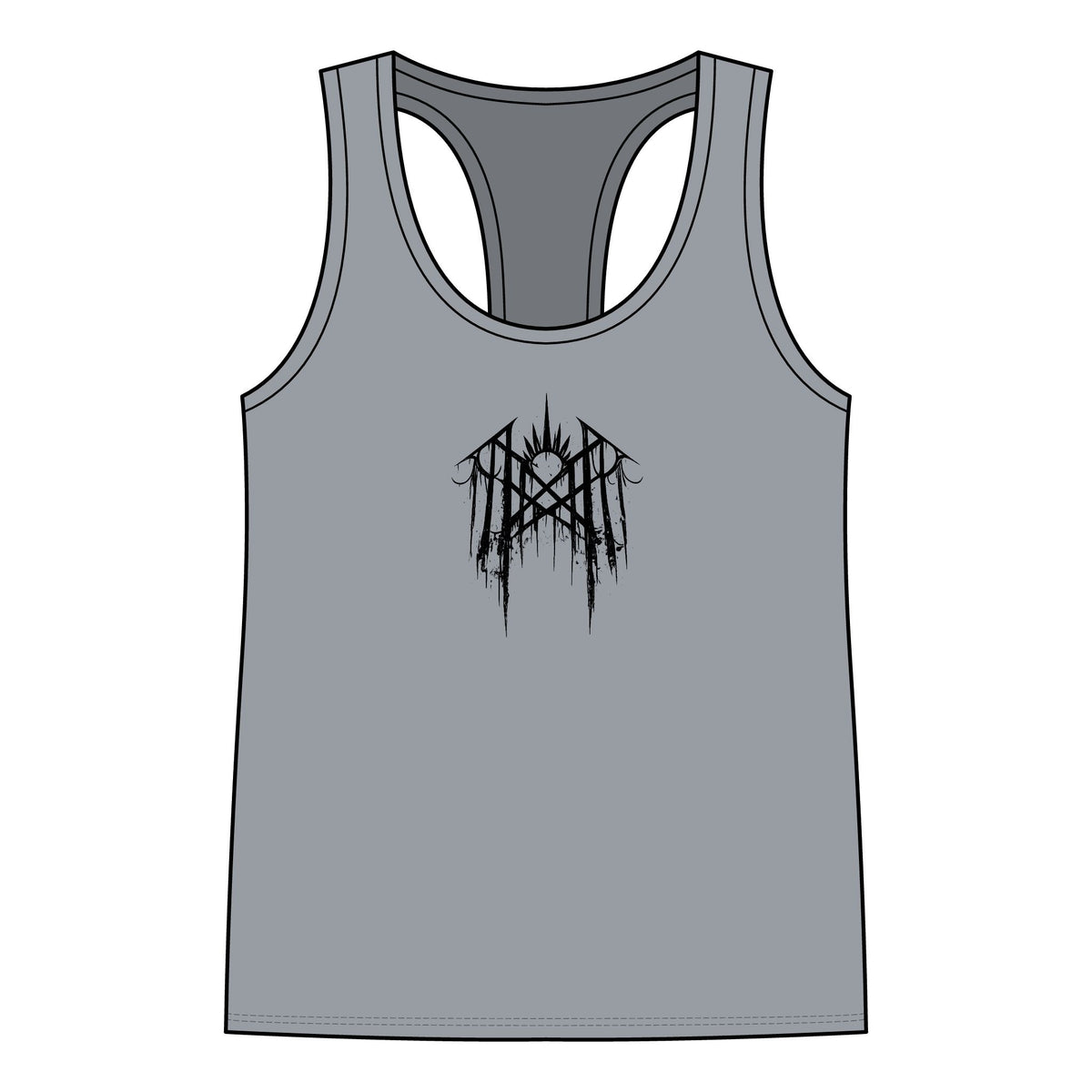 Worship Gothic Racerback Tank Top | Women’s Alternative Moon Graphic Shirt | Front & Back Print Tank