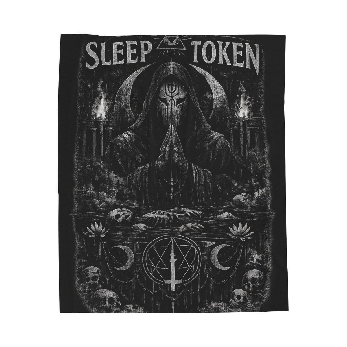 Sleep Token priest artwork Velveteen Blanket | dark gothic skulls crescent moons