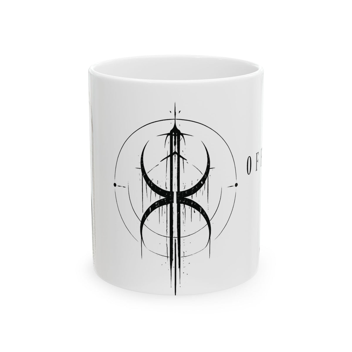 Occult Symbol Ceramic Mug — Minimalist Black Sigil Coffee Cup (11oz/15oz)