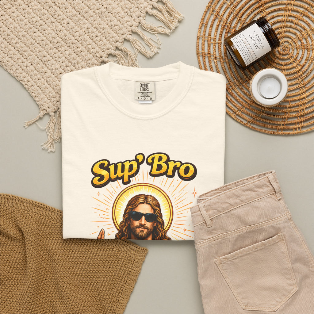 Sup Bro Tattoo Jesus Graphic Tee Funny Faith Tee Edgy Christian Graphic T Shirt Unisex Oversized Aesthetic Tee Viral TikTok Style