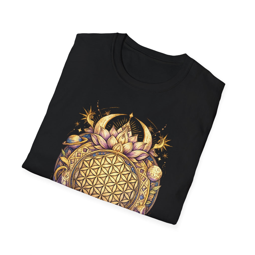 Flower of Life Shirt Sacred Geometry Tee Boho Spiritual T Shirt Celestial Lotus Graphic Tee Yoga Meditation Unisex Shirt