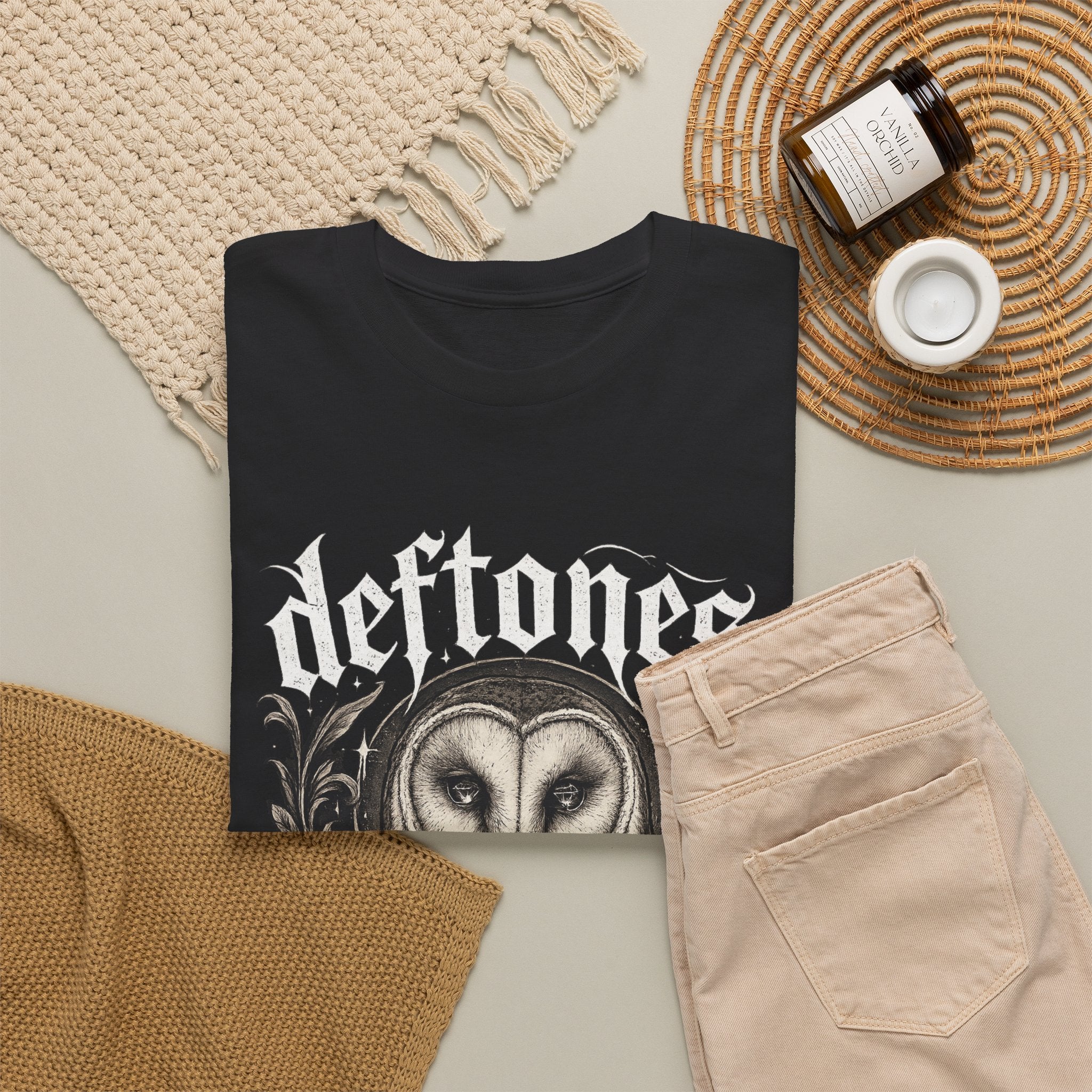 Deftones Diamond Eyes Owl Shirt Vintage Tattoo Style Band Tee Gothic Barn Owl Graphic T Shirt Alternative Streetwear Unisex Tee