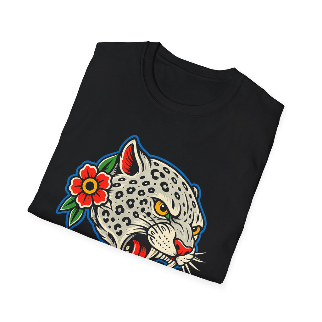 Snow Leopard Edition Shirt Tattoo Inspired Graphic Tee Leopard Streetwear Shirt Alternative Fashion Biker Tee Unisex Wild Cat Shirt