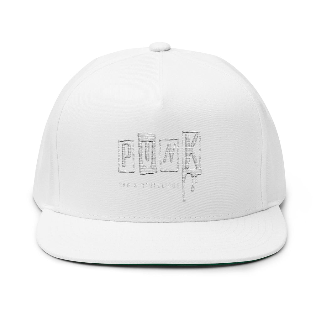 Punk Snapback Hat Embroidered Flat Bill Cap Streetwear Hat Rock Music Hat Skater Cap Distressed Punk Hat Unisex Snapback
