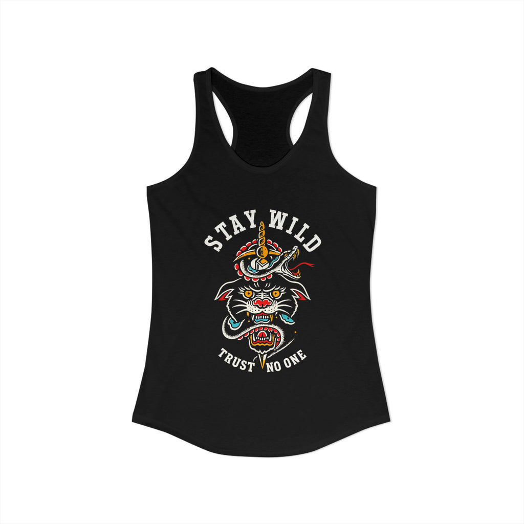 Stay Wild Trust No One Tank Top Women Racerback Tattoo Style Shirt Alternative Streetwear Snake Panther Graphic Tank Edgy Summer Top