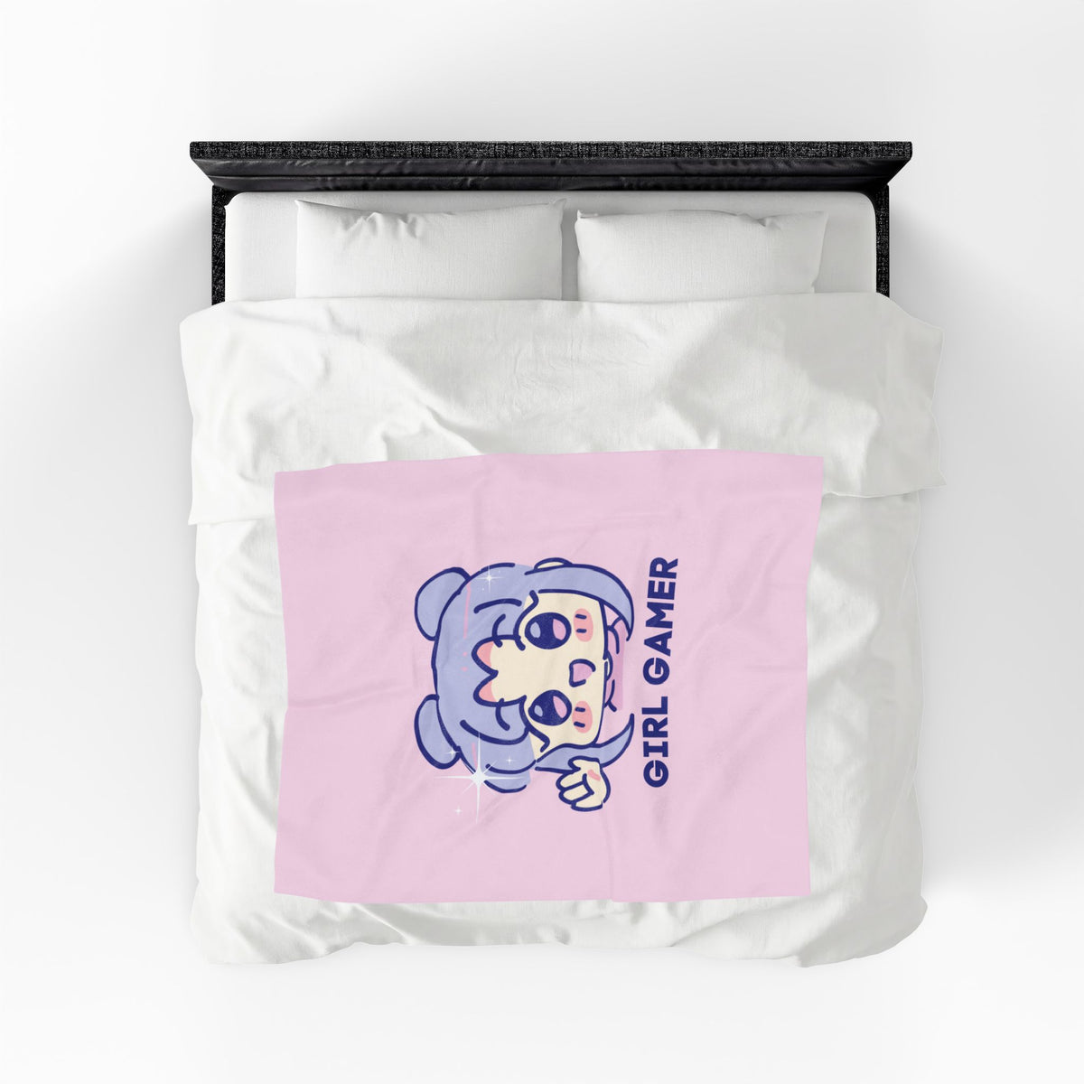 Girl Gamer Plush Blanket | Cute Kawaii Gaming Throw Blanket