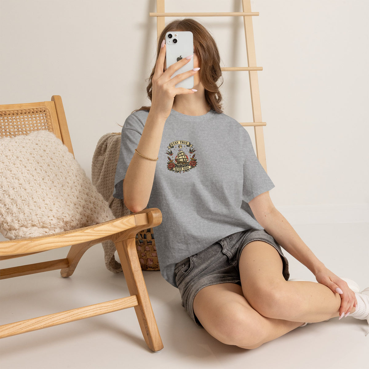 Stay True Never Sink T-Shirt — Vintage Sailboat Tattoo Graphic Tee