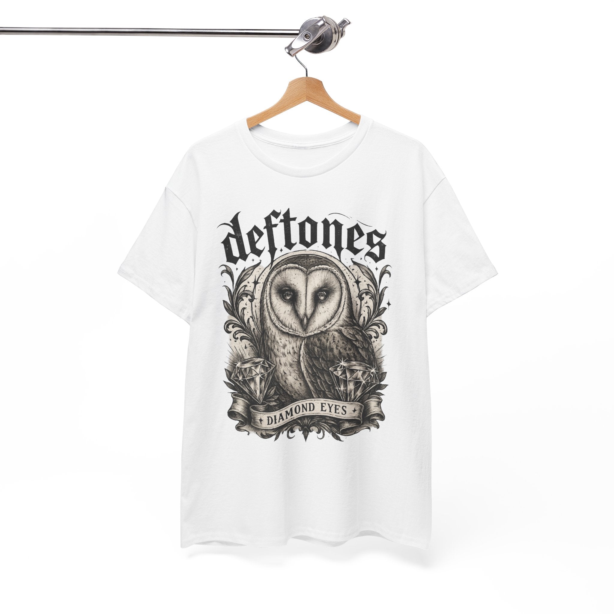 Deftones Diamond Eyes Owl Shirt Vintage Tattoo Style Band Tee Gothic Barn Owl Graphic T Shirt Alternative Streetwear Unisex Tee