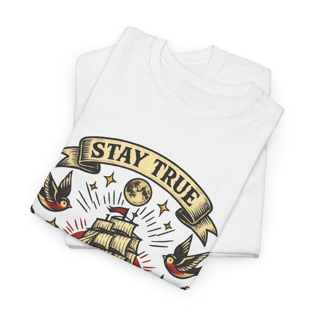 Stay True Never Sink Shirt Vintage Sailor Tattoo T Shirt Mens Streetwear Graphic Tee Nautical Shirt