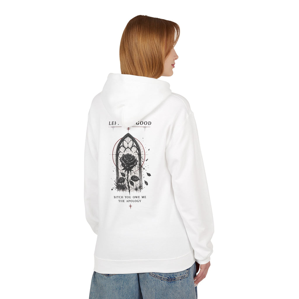 Gothic Rose Window Hoodie | Dark Floral Arch Illustration