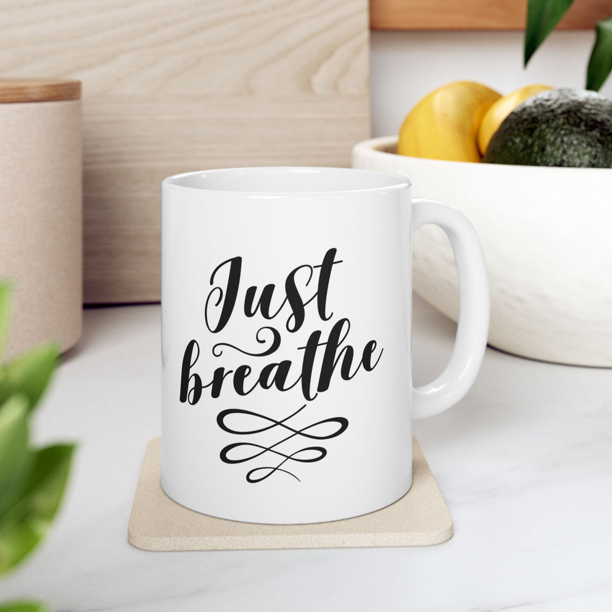 Just Breathe Inspirational Coffee Mug | Mindfulness Ceramic Mug