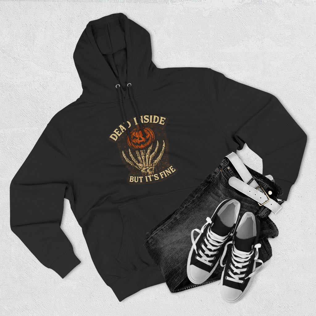 Hoodie — 'Dead Inside But It's Fine' Pumpkin Patch Goth Pullover