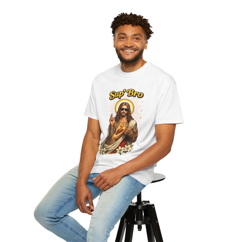 Sup Bro Tattoo Jesus Graphic Tee Funny Faith Tee Edgy Christian Graphic T Shirt Unisex Oversized Aesthetic Tee Viral TikTok Style