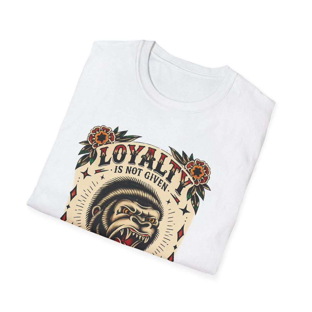 Loyalty Is Earned Gorilla Graphic T Shirt Vintage Tattoo Style Biker Streetwear Tee