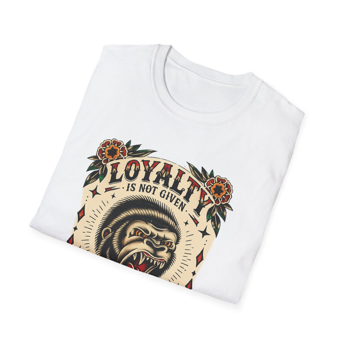 Loyalty Is Earned Gorilla Graphic T Shirt Vintage Tattoo Style Biker Streetwear Tee
