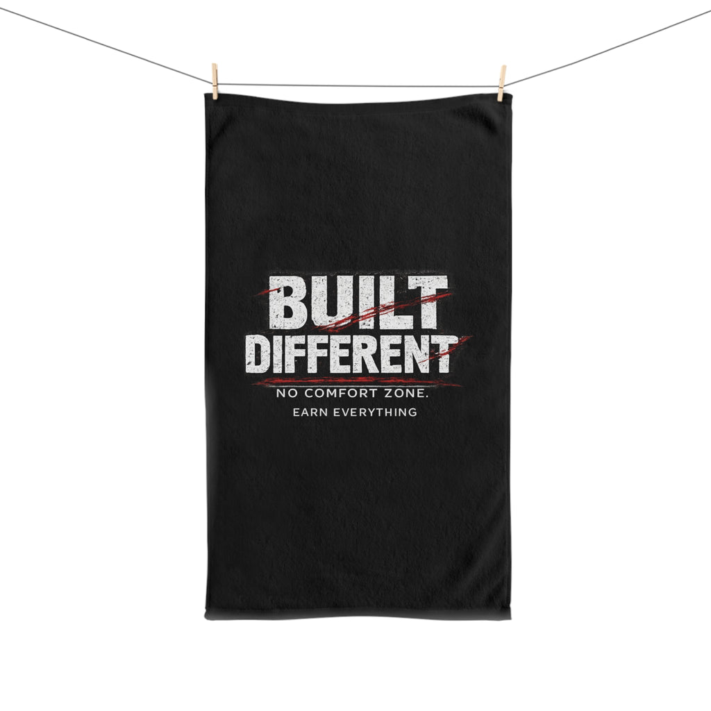 Built Different graphic Hand Towel | Motivational No Comfort Zone design