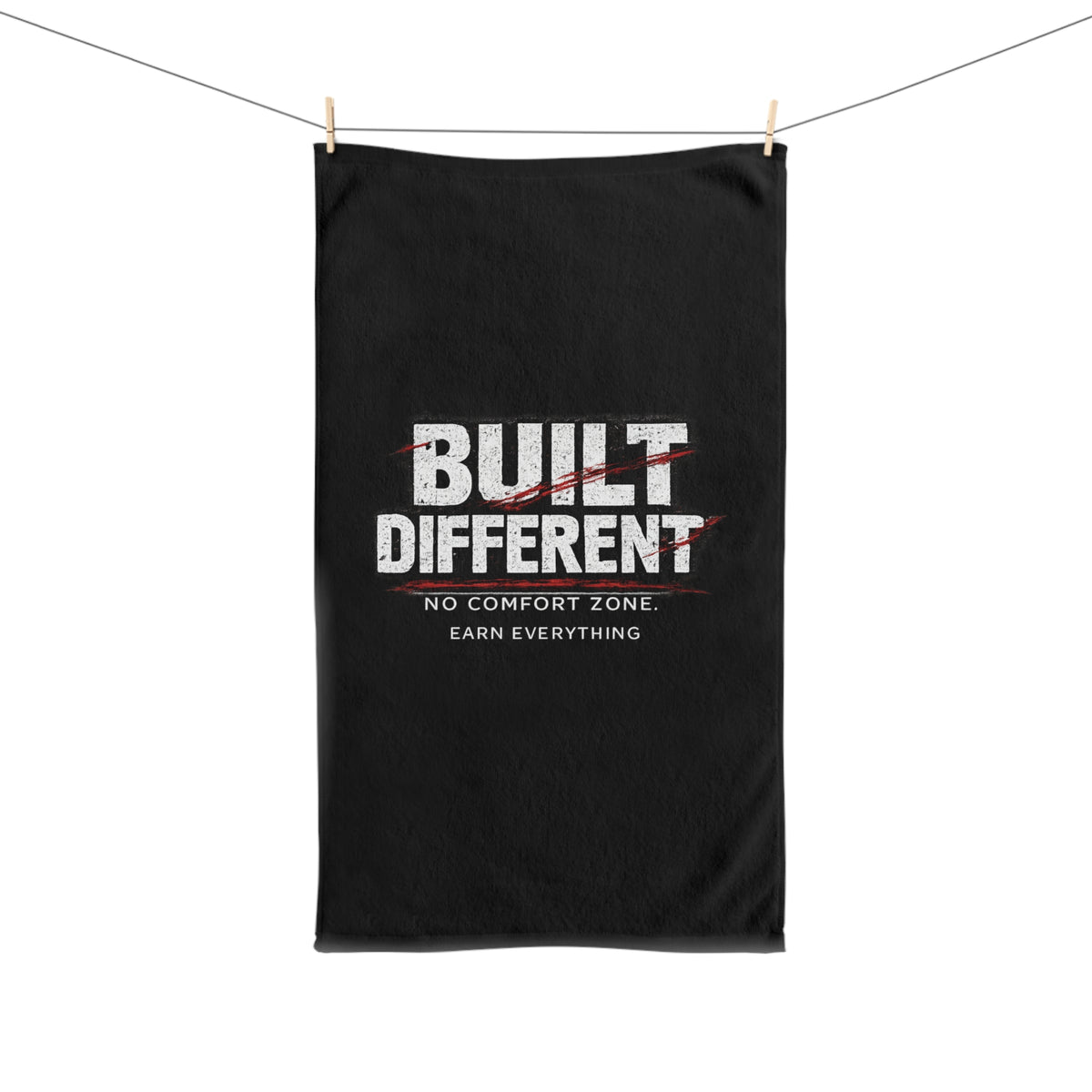 Built Different graphic Hand Towel | Motivational No Comfort Zone design