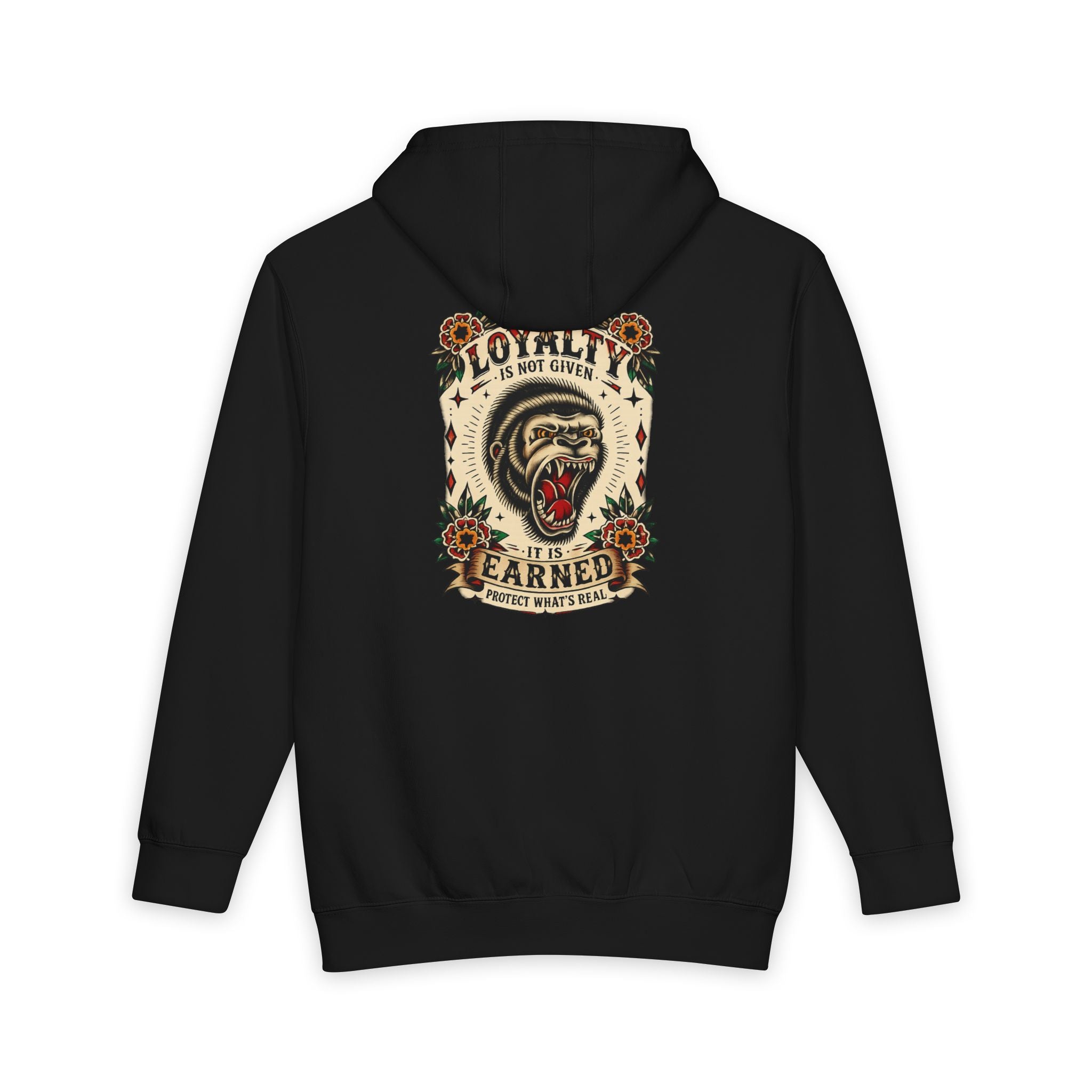 Loyalty Is Earned Gorilla Hoodie | Tattoo Inspired Pullover Sweatshirt | Streetwear Graphic Hoodie