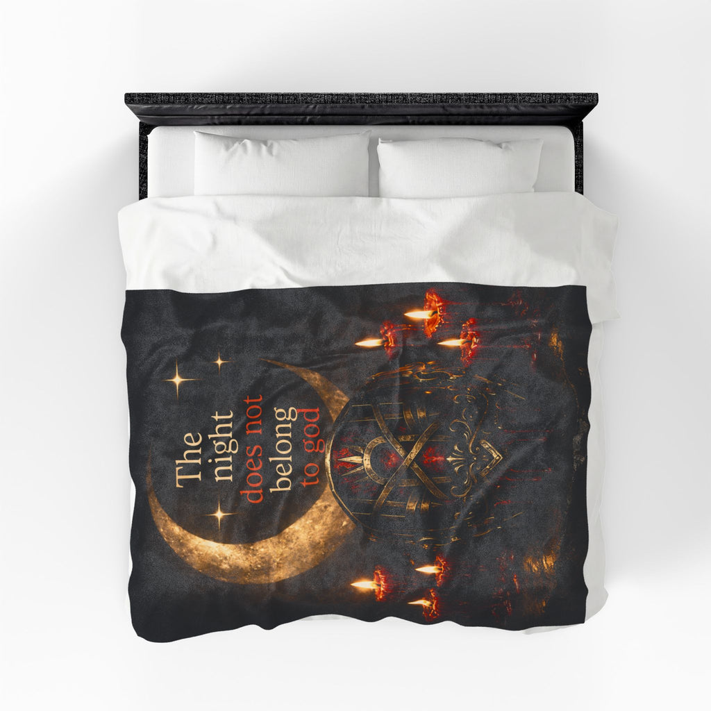 The Night Belongs to You Sleep Token inspired Velveteen Blanket | Crescent Moon, Gothic Mask, Candles