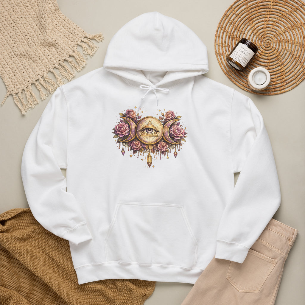 Mystical Third Eye Hoodie Celestial Moon Phase Sweatshirt Spiritual Aesthetic Hoodie Witchy Floral Pullover Boho Hoodie Cozy Sweatshirt