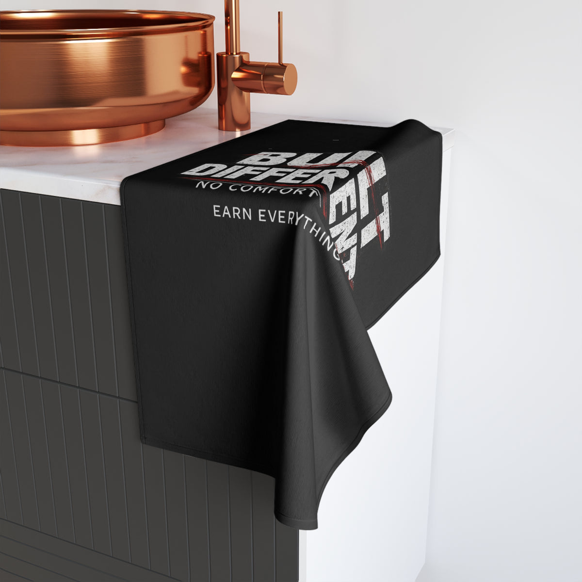 Built Different graphic Hand Towel | Motivational No Comfort Zone design