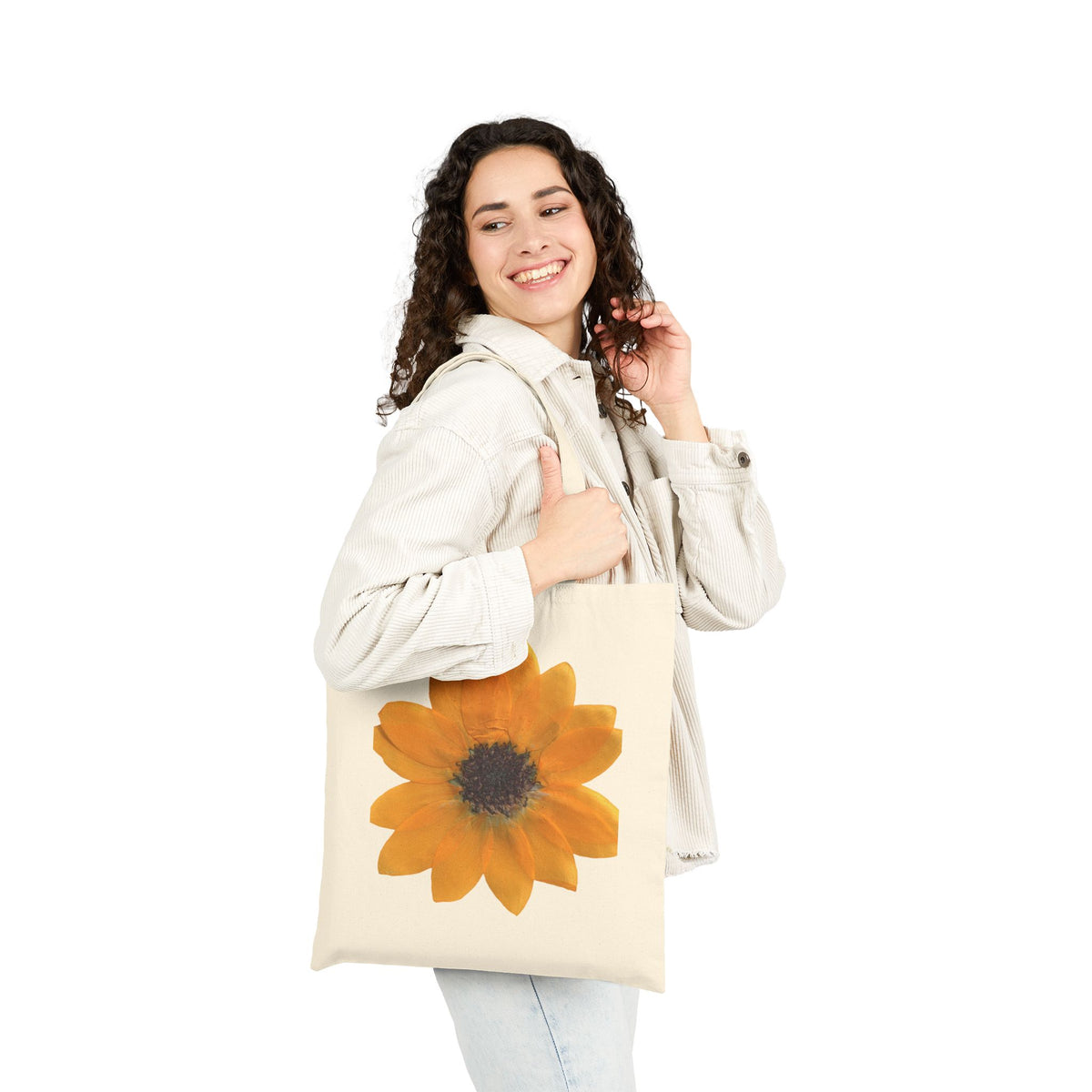 Sunflower Cotton Canvas Tote Bag | Eco-Friendly Floral Market Tote