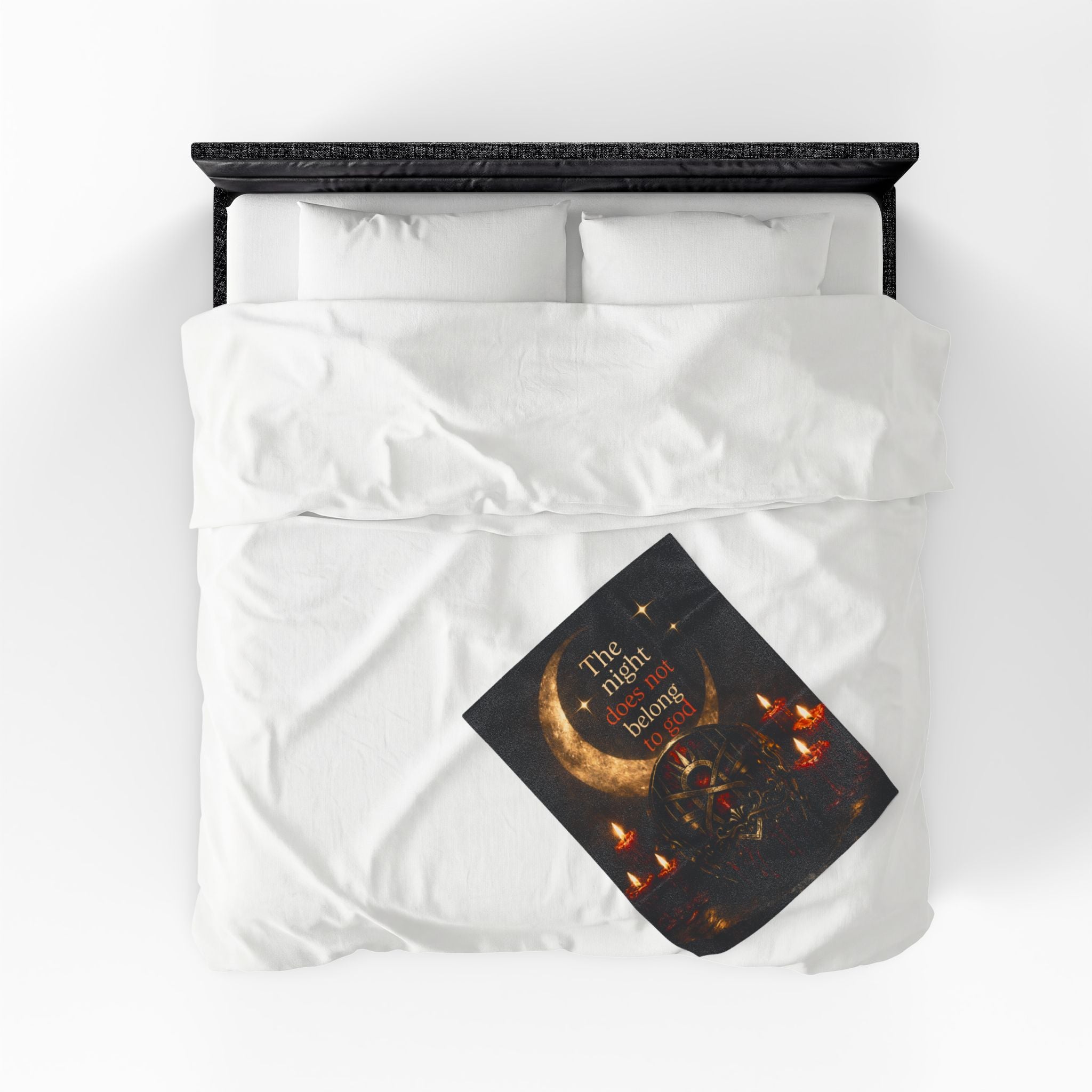 The Night Belongs to You Sleep Token inspired Velveteen Blanket | Crescent Moon, Gothic Mask, Candles