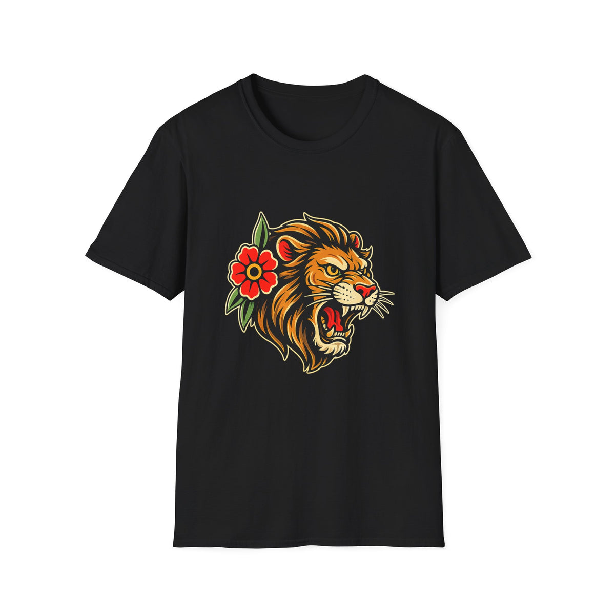 Lion Graphic T Shirt Tattoo Inspired Lion Tee Streetwear Shirt Lion Head Graphic Tee Alternative Fashion Unisex Biker Shirt
