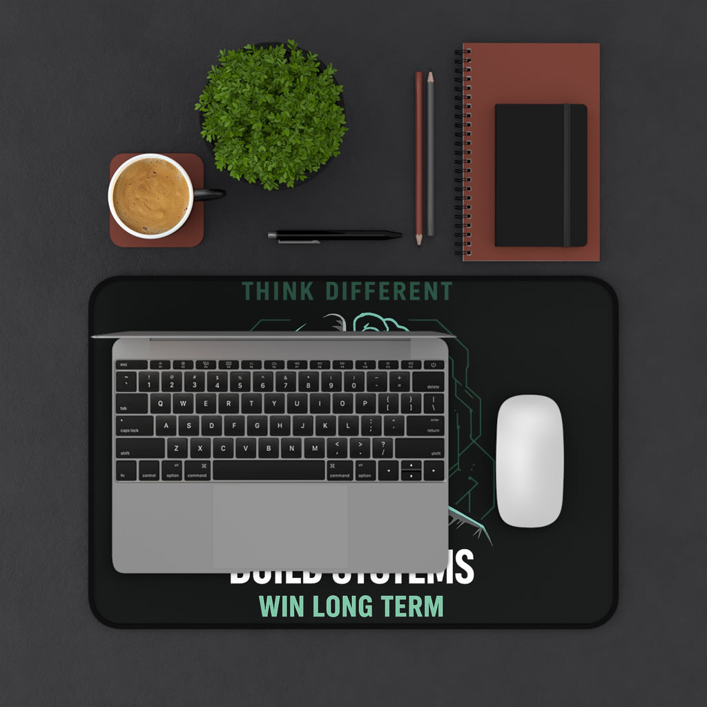 Build Systems Win Long Term Desk Mat Gaming Mouse Pad Motivational Desk Setup Productivity Mat Tech Workspace Accessories Large Mousepad