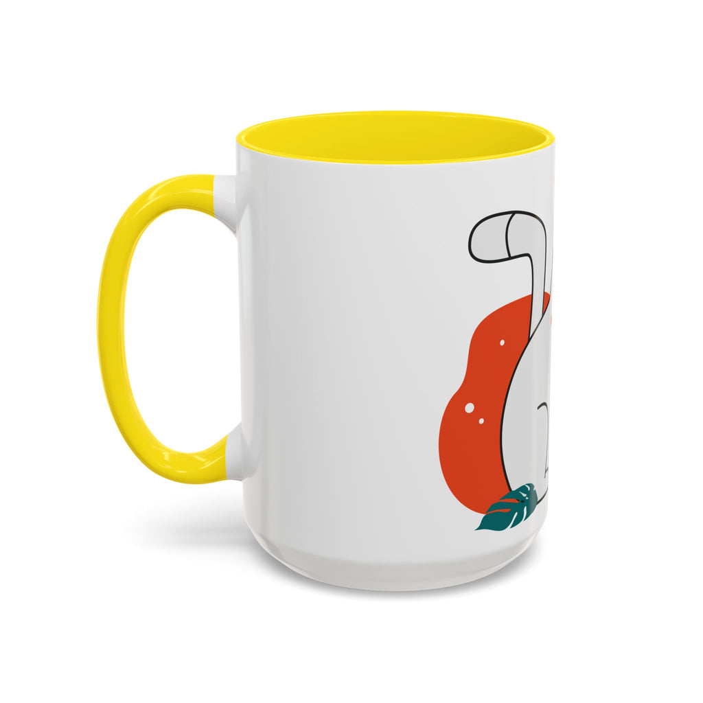 Cute Cat Coffee Mug  Playful White Cat with Tropical Leaf Accent 11oz 15oz