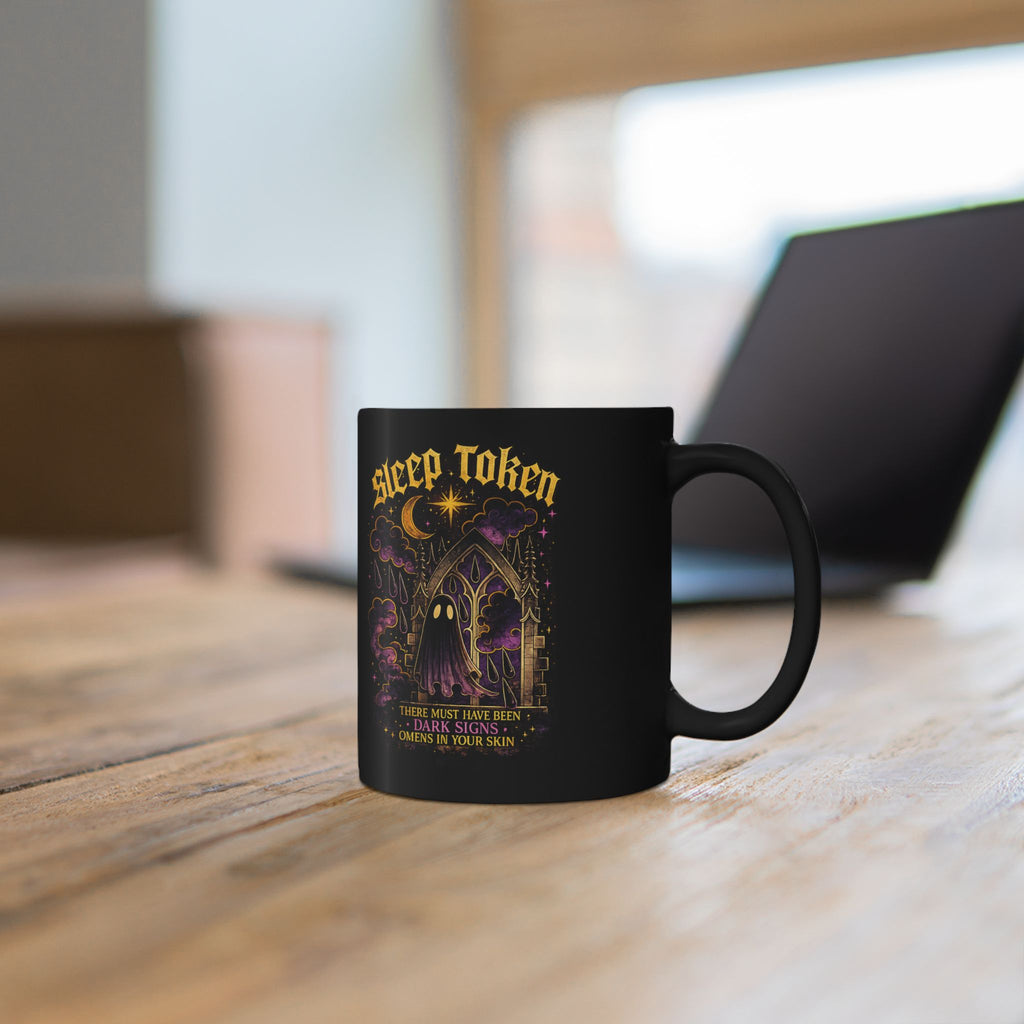 Sleep Token Inspired Dark Signs Black Ceramic Mug Gothic Alternative Coffee Cup Celestial Ghost Aesthetic 11oz Mug