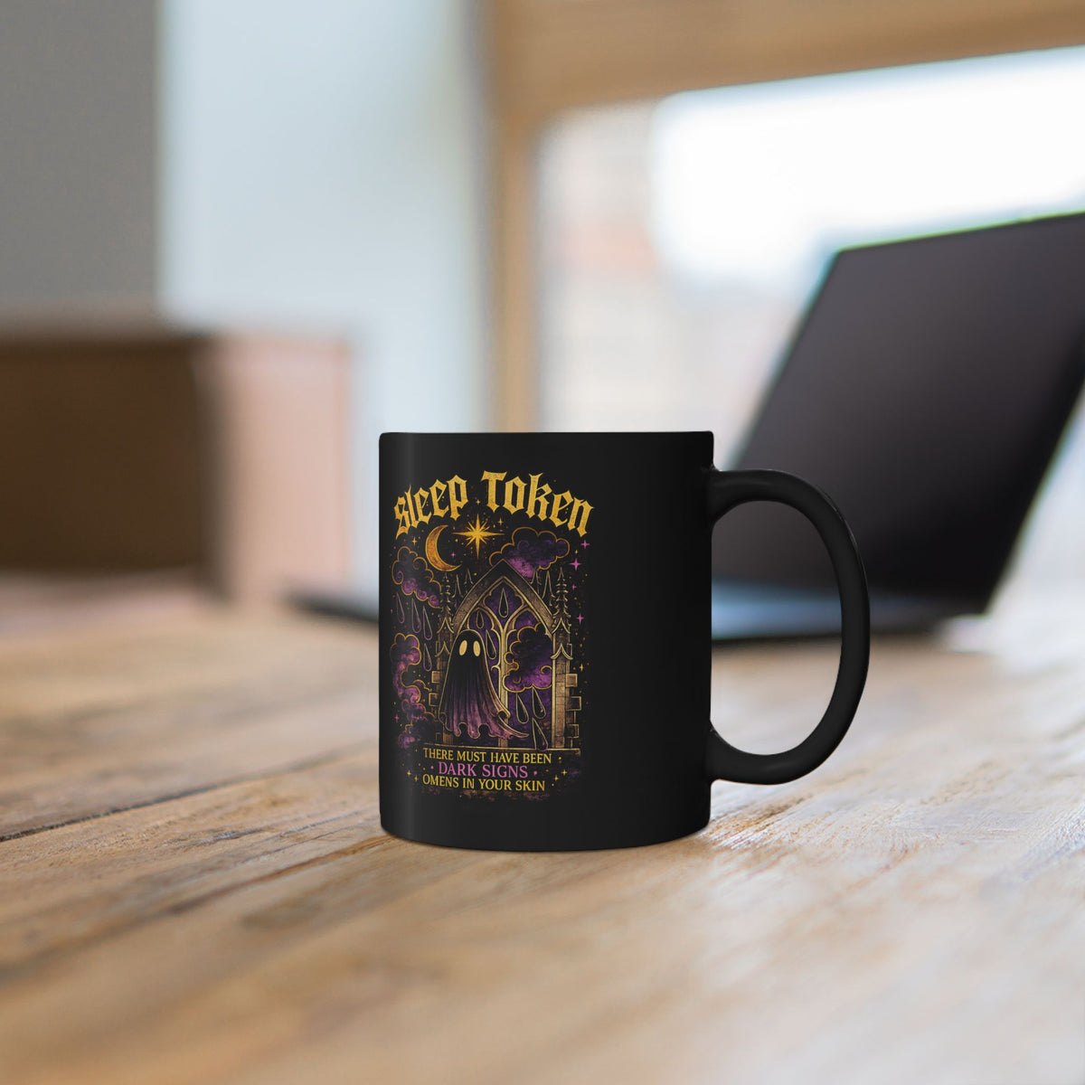 Sleep Token Inspired Dark Signs Black Ceramic Mug Gothic Alternative Coffee Cup Celestial Ghost Aesthetic 11oz Mug