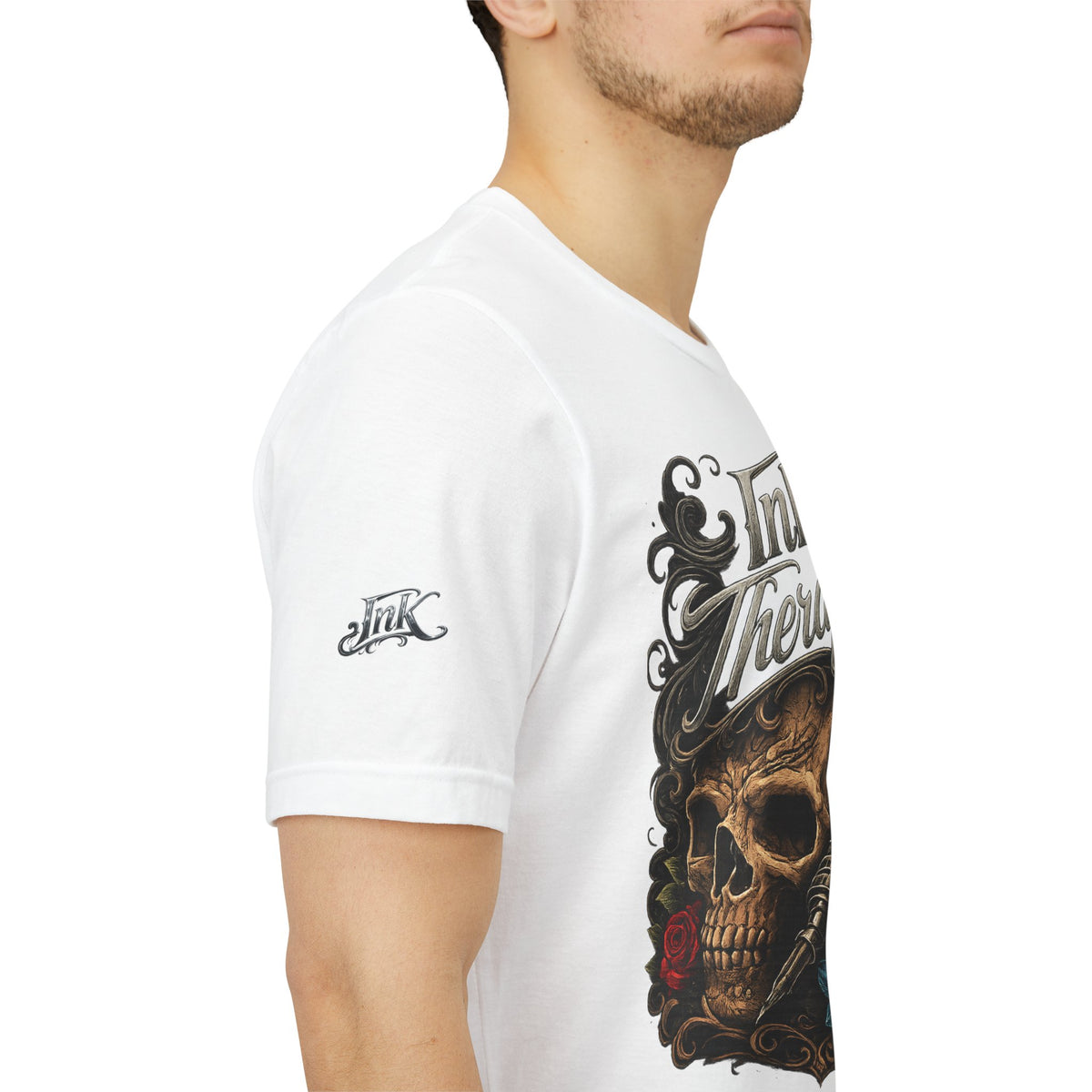 Ink Therapy Tattoo Shirt Skull Graphic Tee Gothic Streetwear Tattoo Artist Shirt Alternative Fashion Unisex Tattoo Lover T Shirt