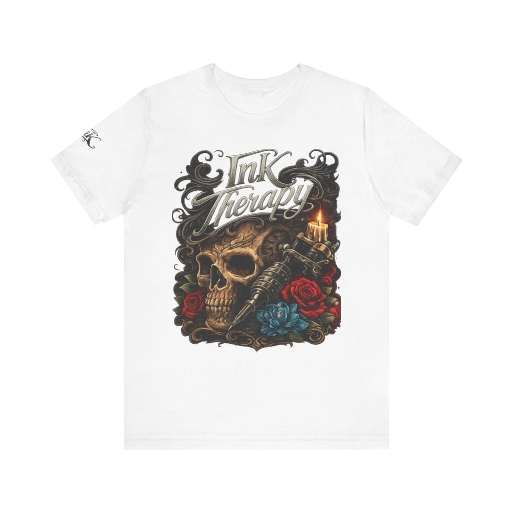 Ink Therapy Tattoo Shirt Skull Graphic Tee Gothic Streetwear Tattoo Artist Shirt Alternative Fashion Unisex Tattoo Lover T Shirt