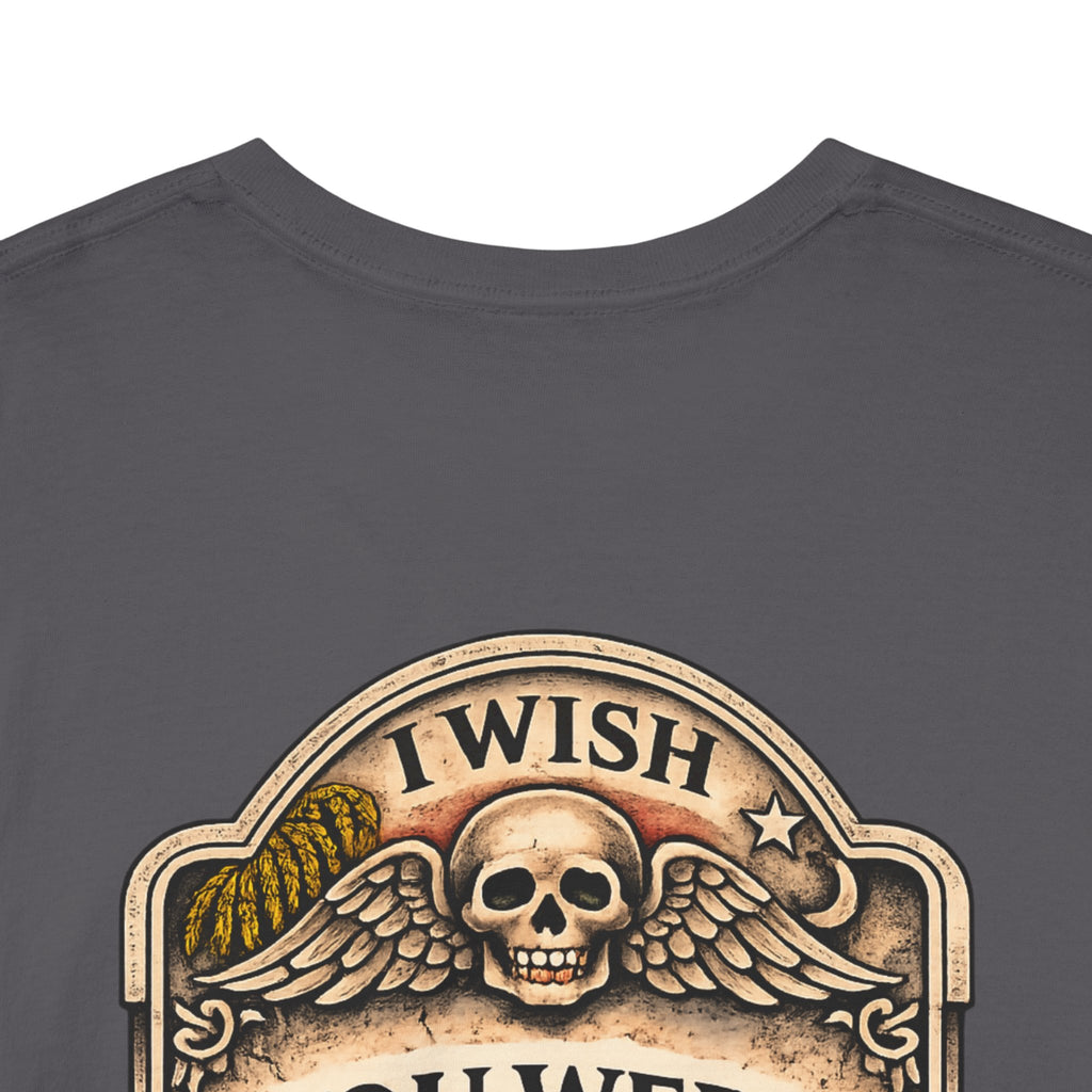 T-Shirt — “I Wish You Were Here” Tombstone Skull Vintage Graphic Tee