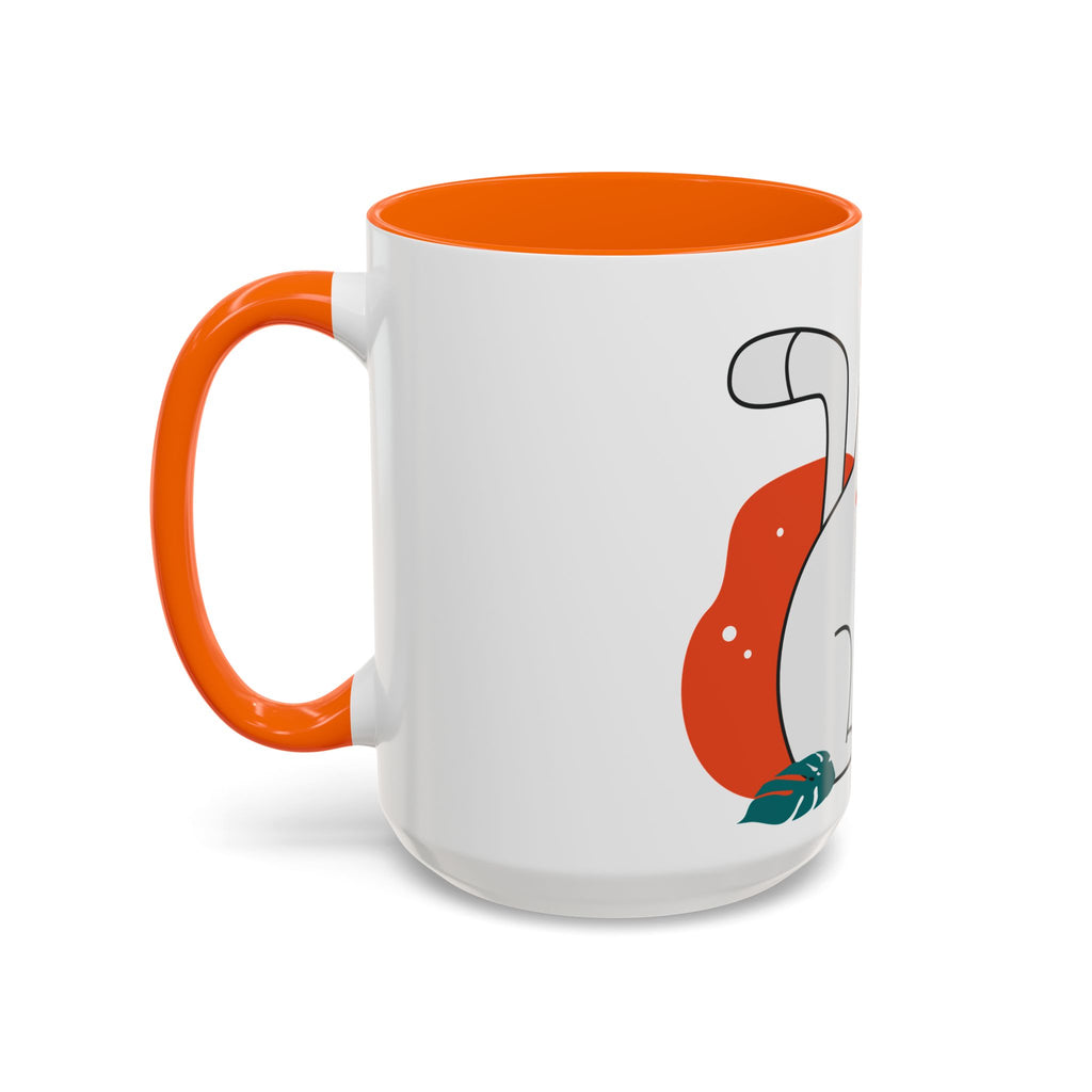 Cute Cat Coffee Mug  Playful White Cat with Tropical Leaf Accent 11oz 15oz